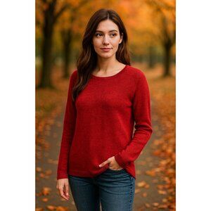 Old Navy Womens Classic Crew Sweater Small Red Pullover Casual Chic Preppy